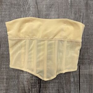 Edikted‎ Yellow Strapless Corset Bustier Crop Top Small Mesh Boned NWT Y2K Sexy